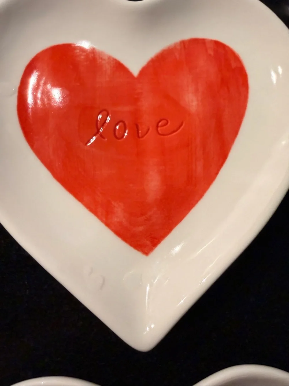 Pottery Barn S/4 Heart Shaped Appetizer Plates 5.6
